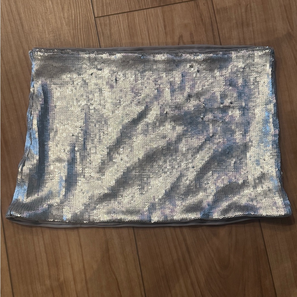 Silver Sequin Mini Skirt
